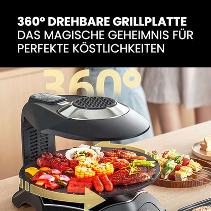 LY-007 Infrarot Elektrogrill mit LCD-Touchscreen, 360° Drehplatte, 80–280°C Temperaturregelung – Rauchfreies Grillen für Innenräume