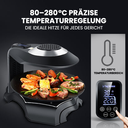 LY-007 Infrarot Elektrogrill mit LCD-Touchscreen, 360° Drehplatte, 80–280°C Temperaturregelung – Rauchfreies Grillen für Innenräume