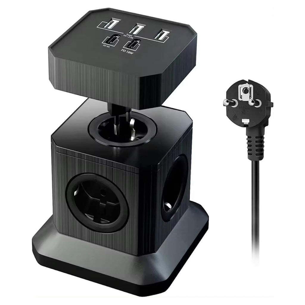 TP-VE5U4E PowerCube – 4× EU Steckdosen mit 5× USB (inkl. USB-C 20 W Schnellladung)
