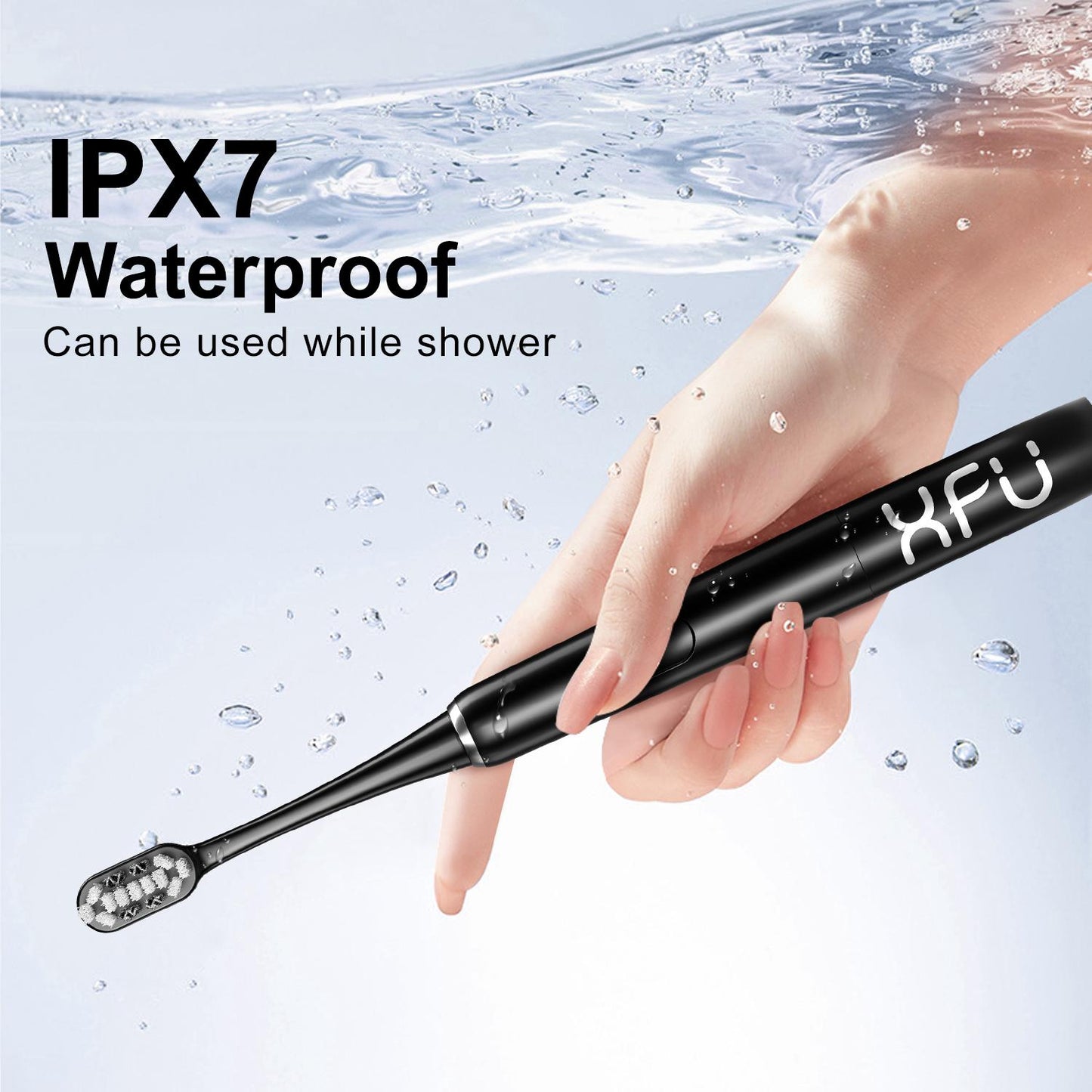XFU Schallzahnbürste XF-2007 – 24.000 U/min | 120 Tage Laufzeit | IPX7 wasserdicht