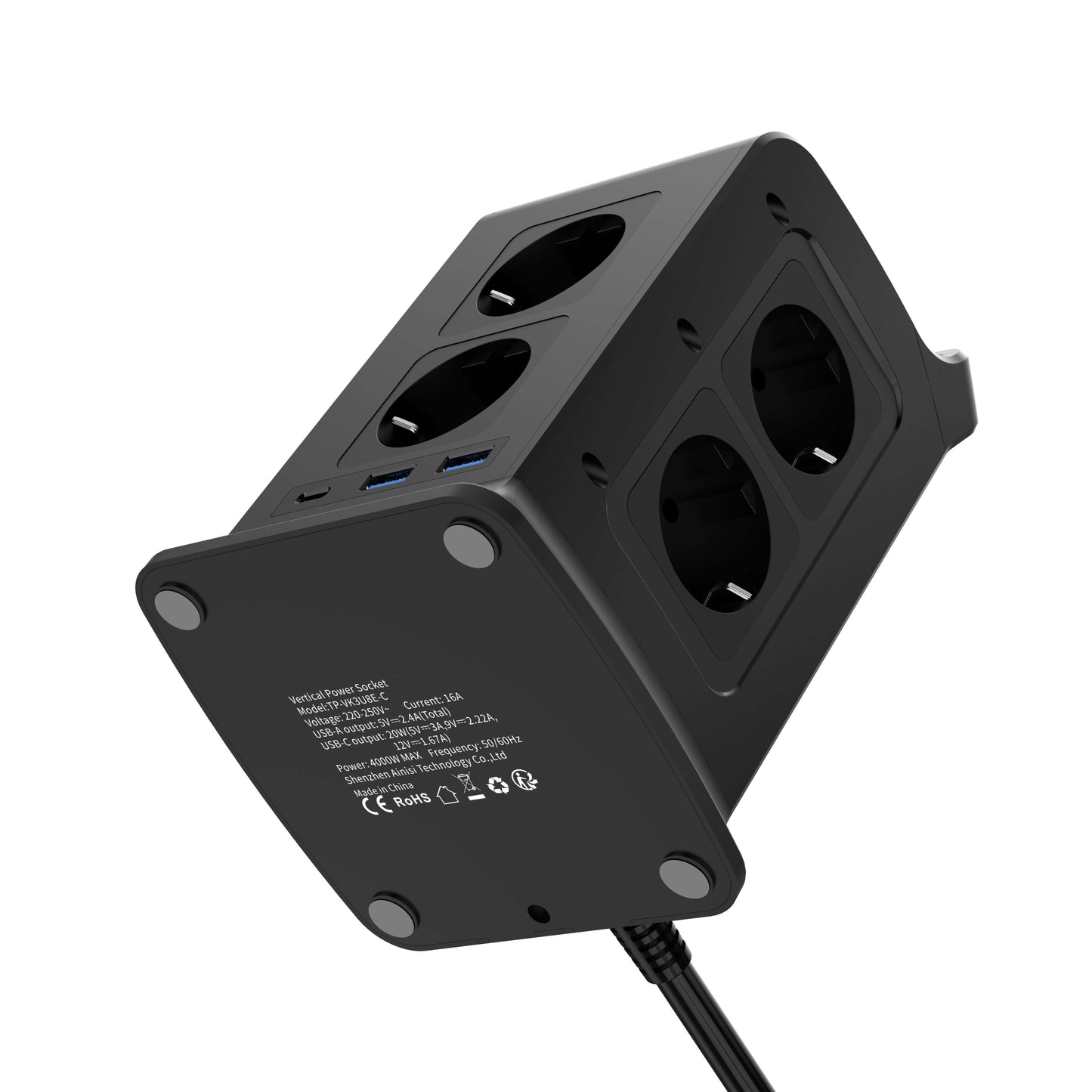 TP-VK3U8E - Vertikale Steckdosenleiste mit USB & USB-C Schnellladung