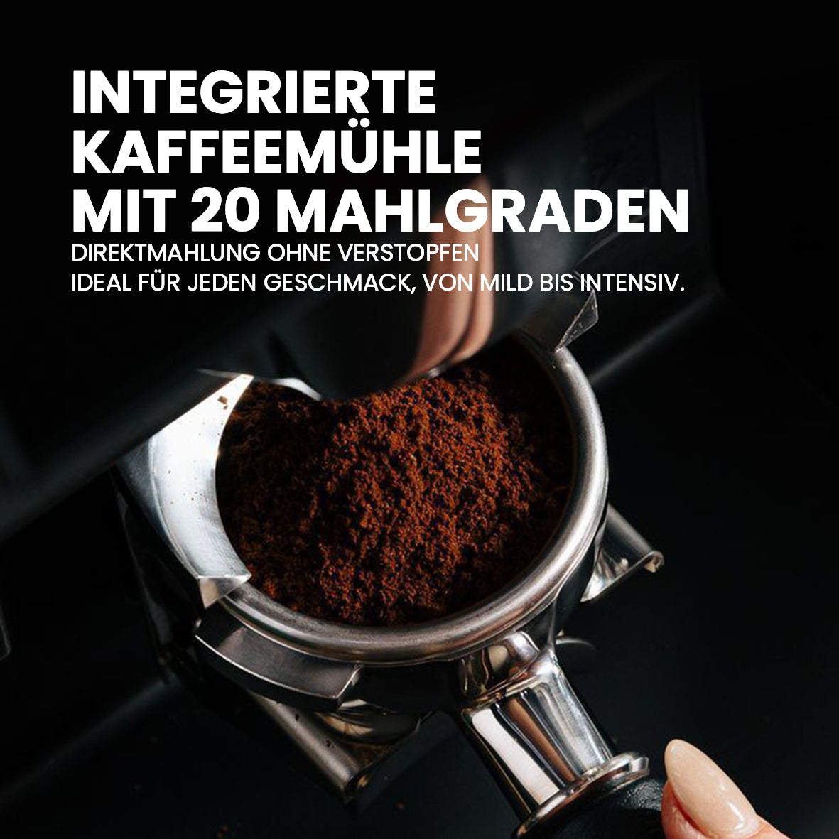 Integrierte Kaffeemühle der CM5500 mit 20 Mahlgraden für individuelle Kaffeegeschmäcker.