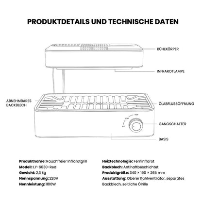 LY-6030 Rauchfreier Infrarotgrill | Kompakt. Faltbar. Effizient.