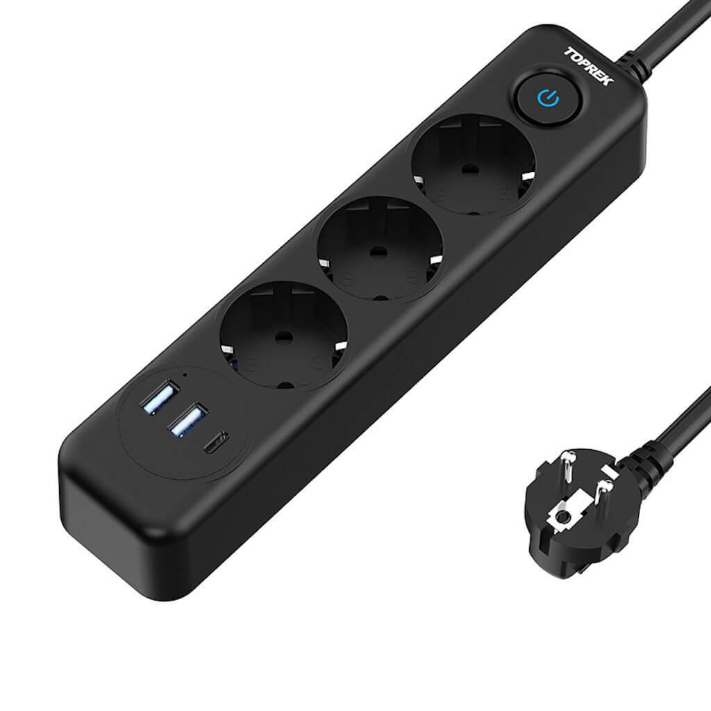 TP-FD3U3E-PD | Flache Mehrfachsteckdose mit USB-A & USB-C Schnellladung