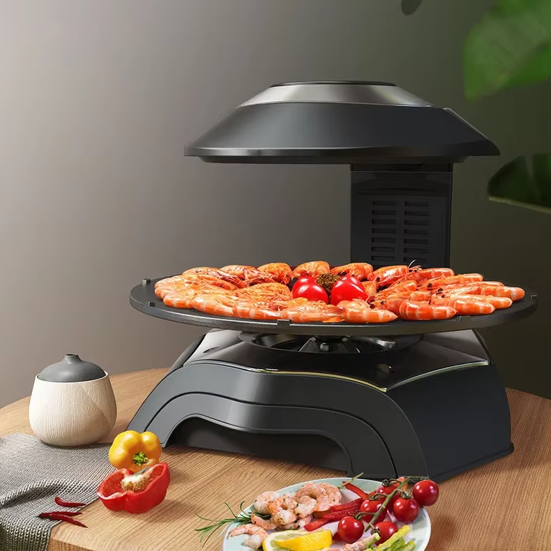 LY-007 Infrarot Elektrogrill mit LCD-Touchscreen, 360° Drehplatte, 80–280°C Temperaturregelung – Rauchfreies Grillen für Innenräume