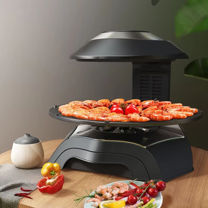 LY-007 Infrarot Elektrogrill mit LCD-Touchscreen, 360° Drehplatte, 80–280°C Temperaturregelung – Rauchfreies Grillen für Innenräume